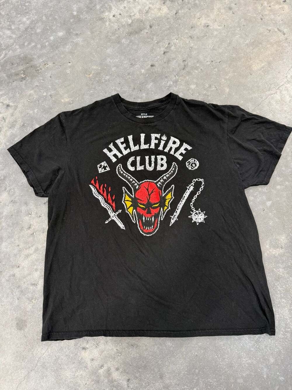 Stranger Things Hellfire Club Adult Black Crew Neck Short Sleeve T-shirt